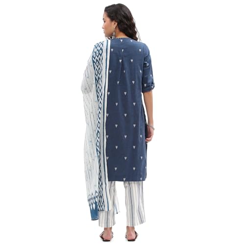 Image of BIBA Women Cotton Kurta Set,Pant,Stole