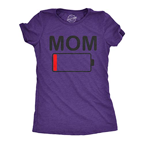 Womens Mom Battery Low Funny Sarcastic Graphic Tired Parenting Mother T Shirt