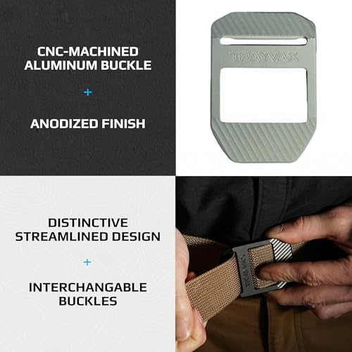 Image of Trayvax Tactical Belt, Nylon Web Cinch Belt for Men and Women, Outdoor Hiking and Military Accessories, CNC Machined