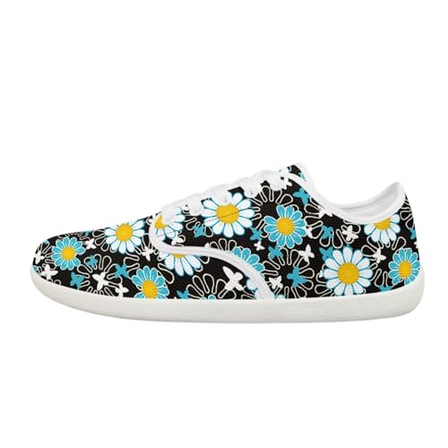 Retro Hippie Flower Power Barefoot Shoes Women Dressy Flat Sole Casual Sneakers Walking Workout Tennis Shoes4