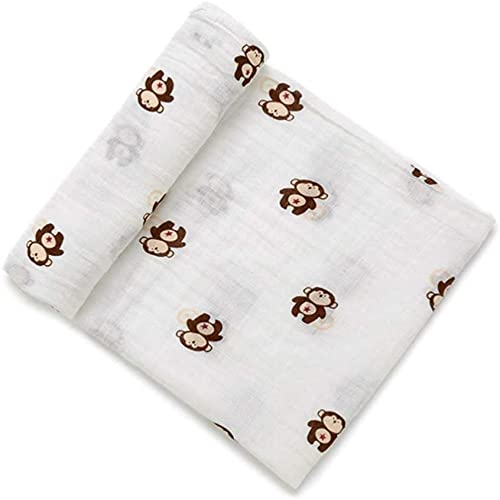 Muslin Swaddle Blanket Baby Receiving Blanket Wrap Swaddle Blanket Wrapping - Brown Monkey #TOP25