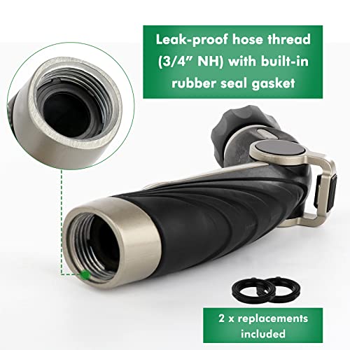 Restmo High Pressure Hose Nozzle Sprayer, Heavy Duty Brass Head, Metal Water Hose Nozzle For Car Washing, Garden Cleaning, Lawn And Plant Watering, Adjustable Thumb Flow Control, 4 Spray Patterns #TOP6