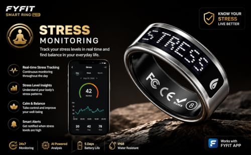 Image of Smart Ring Pro | Buy Sizing Kit First | Caller Notifications & Vibration Alerts | Built-in LED Display | Sleep Tracker, Heart Rate, HRV & SpO₂ | Sports Modes | Gesture Control | Silver | Size 11