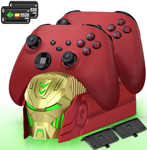 Upgraded Charger Station Compatible with Xbox One/Xbox Series X|S Controller, Dual Xbox Controller Charger Station with 2X 5520mWh Rechargeable Battery Packs &amp; 4 Battery Xbox 360 Batteries