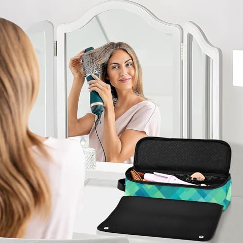 Bolsa de viaje para herramientas de cabello resistente al calor, con cierre magnético y tapete protector, color turquesa verde miniatura 6