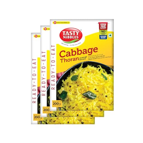 Image of Tasty Nibbles Ready to Eat Cabbage THORAN 200G | Open Heat & Eat | No Food Additives Added | Japanese Retort Technology | Kerala Style [Pack of 3]