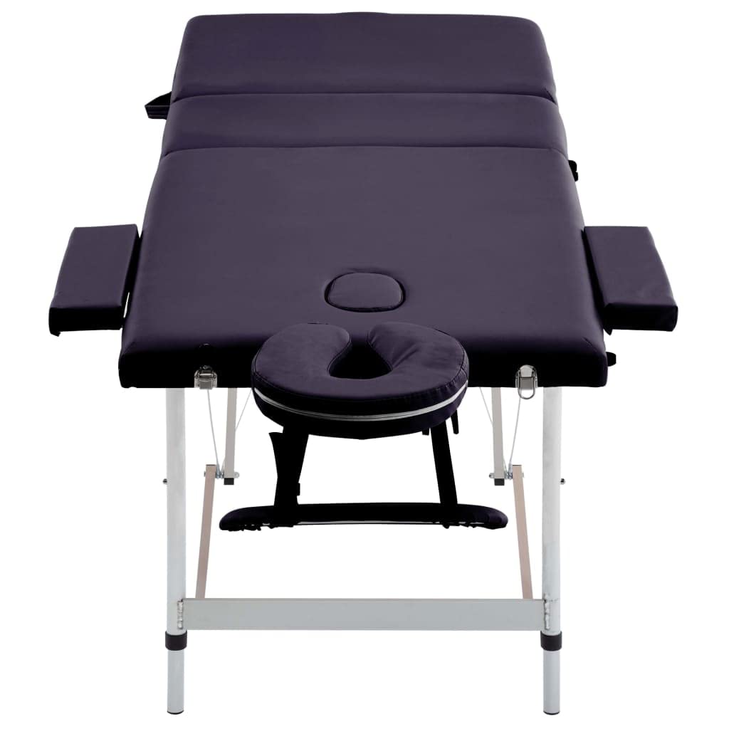 Klappbare Massageliege 3 Zonen mit Aluminiumgestell, 30 mm Polsterung, 191 x 70 cm, violett, tragbar für Praxis Salon Spa Studio Massage Entspannung Körperpflege