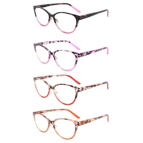 Image of Reading Glasses for Women feature lightweight anti-blue light lenses, spring hinges, cat-eye frames, anti-fatigue protection, UV resistance, and a classic and fashionable appearance(1.00x)