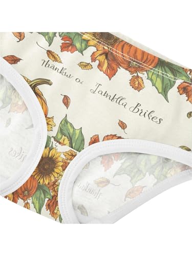 ZZKKO Vintage Thanksgiving Sunflower Pumpkin Girls Underwear Toddler Panties for Girls Comfort Brief Size 2-8T4