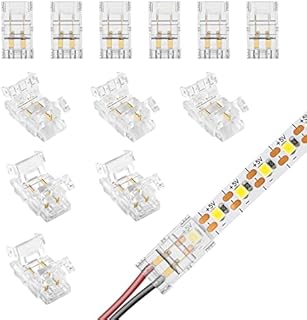 VIPMOON 12 Pcs 2Pin LED Light Strip Connectors, 8mm Wide Unwired Solderless Quick Strip to Wire Connection for 3528 2835 Single Color LED Light Strip