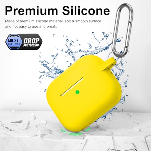 Image of for AirPods Pro 2nd 1st Generation Case Cover with Keychain, Protective Soft Silicone Skin Accessories for Apple AirPods Pro Charging Case 2022 /2019, Front LED Visible, Yellow