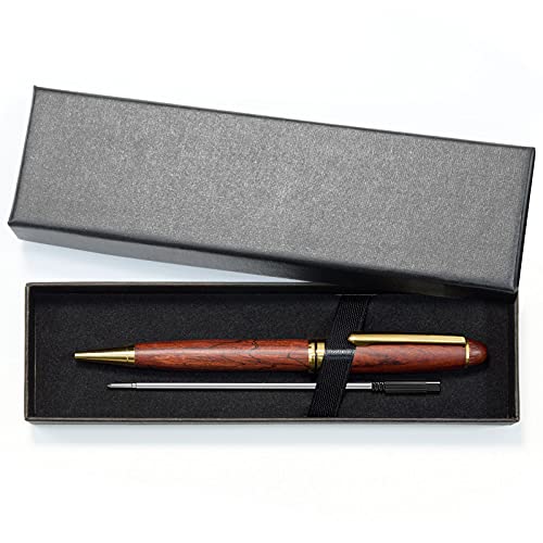 Image of Cambond Wood Ballpoint Pens Gift Set - Luxury Wooden Pens for Men Women | 1.0 mm Medium Point, Black Ink, Smooth Writing, Twist Gift Pens with Boxes for Journaling Office, 3 Pens with 3 Refills
