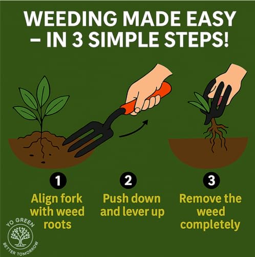 Image of Yo Green Gardening Hand Fork Tool for Digging, Pot Mixing, Weeding, Gardening for Home Garden, Durable Plant Tool Kit, Good Grip (Garden Fork)