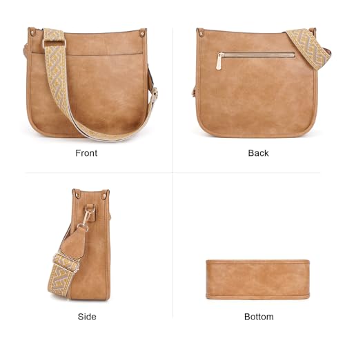 Image of HKCLUF Crossbody Bags for Women Trendy Vegan Leather Hobo Handbags With 2PCS Adjustable Guitar Strap Shoulder Bucket Bags
