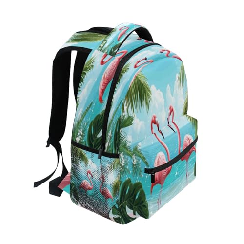 Dussdil Summer Beach Pink Flamingos Bird (4) Kids Backpack School Backpacks for Boys Girls 16 IN Book Back Pack Bag Casual Travel Daypack with Adjustable Shoulder Strap Zipper2