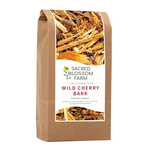 Wild Cherry Bark Tea, Wild-Harvested in Wisconsin | 8.2 oz | 116 servings | Sacred Blossom Farm | Herbal Tea & Medicinal Herbs | Loose Leaf | Regenerative Farming | Single Source | Prunus serotina