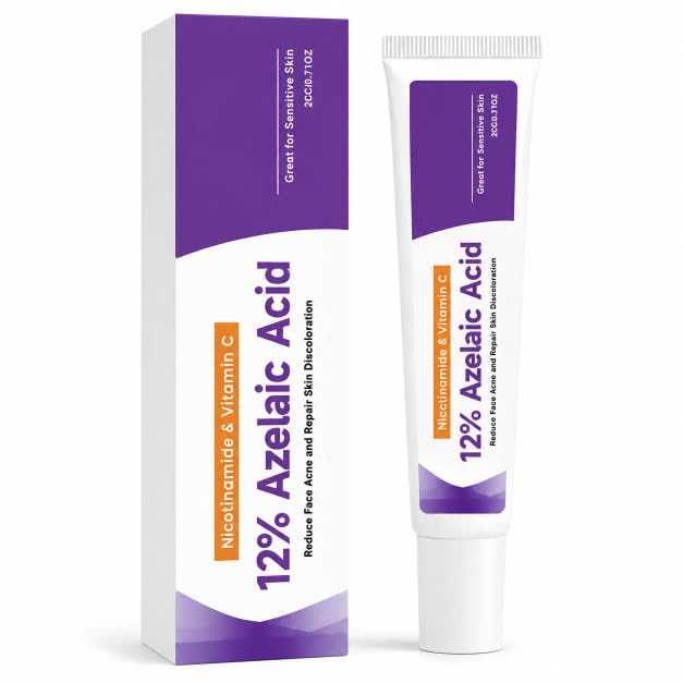 12% Azelaic Acid Cream with Niacinamide & Vitamin C, Gentle Daily Face Serum for Skin Discoloration and Texture,Hydrating Formula For Redness Reduce,1pc