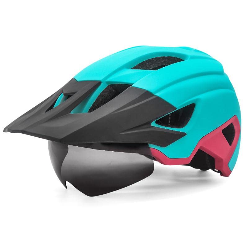 Casco Bicicleta Casco de Bicicleta con Visera for Hombre, Casco, Gafas Sol, Escudo, Cascos Ciclismo montaña y Carretera(Style B)