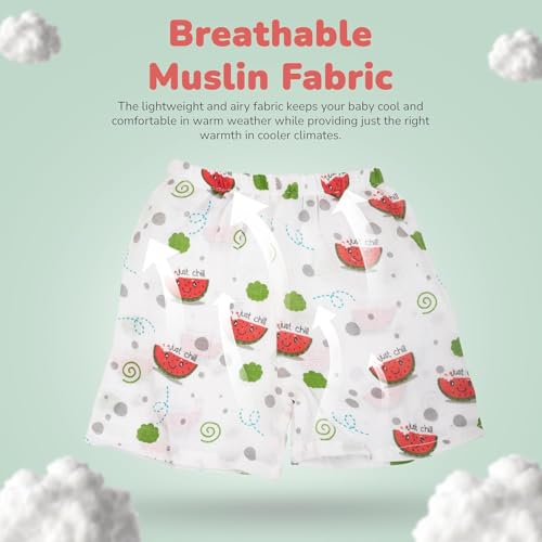 Image of BAYBEE New Born Baby Clothes Muslin Cotton Dress for Kids | Soft, Breathable Half Pant Set | Unisex, Comfortable & Stylish | Perfect for Sensitive Skin | Baby Shower Gift (Pack of 5) (Multi, L)