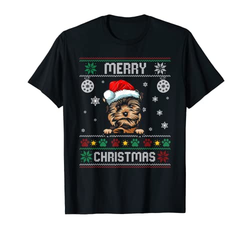 Disfraz de perro de Navidad con texto "Ugly Merry Christmas" Camiseta
