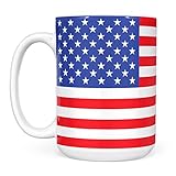 Mug Monster - Drapeau des États-Unis d'Amérique, étoiles et rayures américaines – Tasse à café en céramique, cadeau pour homme ou femme, extra large et grande tasse disponible, tasse blanche de 445 ml