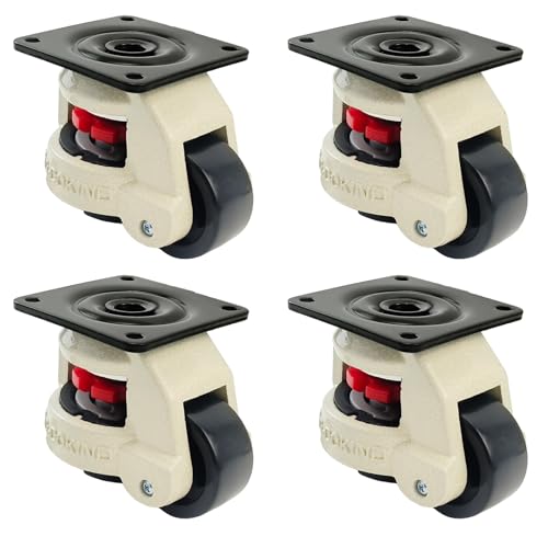 4pcs 2" Leveling Caster Swivel Wheel 60F Retractable Leveling Caster Industrial Machine Swivel Caster Heavy Duty 2200lbs