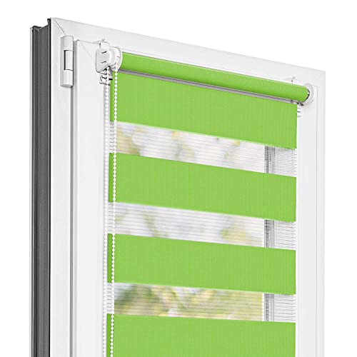 Estika Doppelrollo Klemmfix ohne Bohren - 55 cm x 120 cm - Grün - 27 Stofffarben, Tag und Nacht Duo Rollo, Rollos für Fenster ohne Bohren, Fenster Sichtschutz (55 cm Stoffbreite)