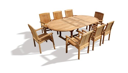 Jati 8-Seater Teak Garden Table and Chairs Set