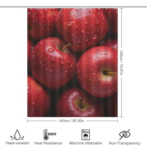 Rideau de douche imperméable anti-éclaboussures Red Apple polyester moderne