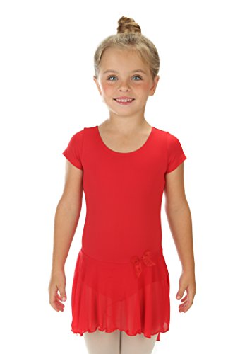 elowel | Leotardo | Traje Deportivo para Nina | Manga Corta | con Falda | Material Suave y Elastico | Tamaño: 6-8 Años | Color: Rojo