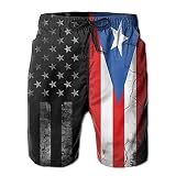 Aeoiba USA Puerto Rico Flag Mens Swim Trunks Quick Dry Breathable Beach Board Shorts Summer Surfing