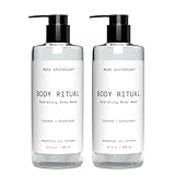 Muse Apothecary Body Ritual Hydrating - Coconut Sandalwood Body Wash for Women & Men - Essential Oil Infused Aromatherapy Body Wash - 32 Ounce, 2 Pack