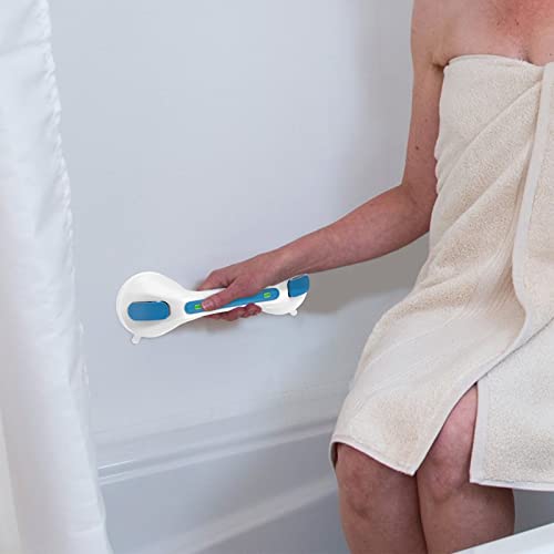 2 Pack Suction Cups Grab Bar 12 Inch, Zepolu Anti-Slip Bathroom Grab Bar Safety Balance Handrail, Handicap Elderly Senior Injury Disable Vacuum Suction Assist Shower Handle (1.25" Diameter, Blue) #TOP6