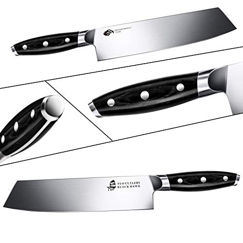 Image of TUO Kiritsuke Knife - 8.5 inch Kiritsuke Chef Knife - Japanese Vegetable Meat Knife - German HC Steel - Full Tang Pakkawood Handle - BLACK HAWK SERIES with Gift Box