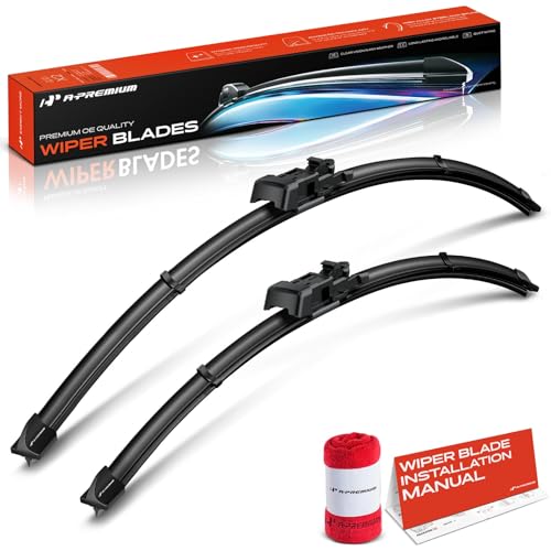 A-Premium Pack of 2 Windshield Wiper Blades with Wear Indicator & Towel - Compatible with Mercedes-Benz GL320, GL350, GL450, GL550, R320, R350, R500, R550, ML320-28" and 21", TL2 Connector