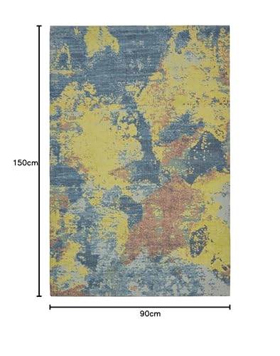 Image of Printed Rug Soft Floor Carpets with Anti Slip Backing for Living Room | Bedroom | Kids Room (Yellow Multi, 3x5 Feet)