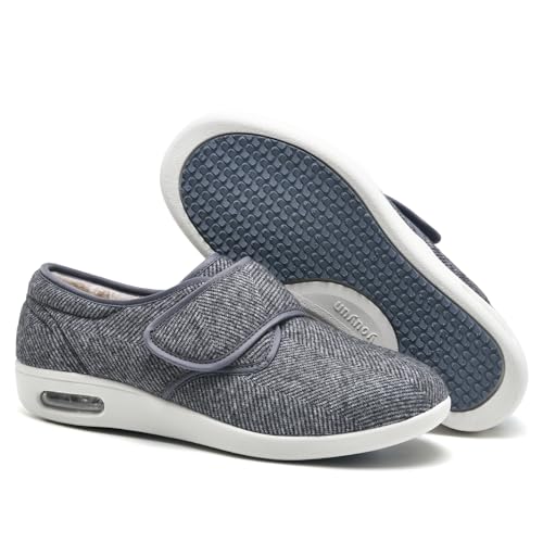Zapatos Ortopédicos de Lana para Invierno para Edemas para Hombre Y Mujer con Amortiguación de Aire Ajustables con Espuma Viscoelástica para Personas Mayores con Edemas Y Fascitis Plantar (A1127