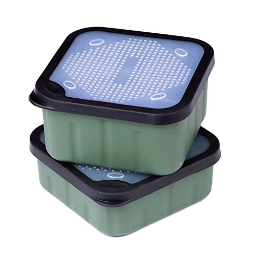Zite Juego de botes de cebo para pesca – 2 latas y latas de gusanos – Live Bait cajas con tapa permeable al aire – Recipiente para cebo vivo