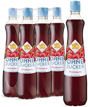 YO Sirup Himbeere (6 x 700 ml) – ohne Zucker, nur 2 Kalorien in 100 ml Fertiggetränk, vegan – 1x Flasche ergibt bis zu 6 Liter Fertiggetränk