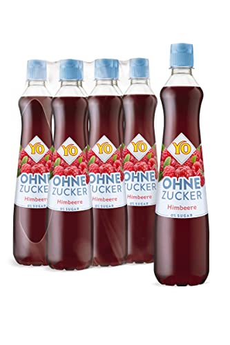 YO Sirup Himbeere (6 x 700 ml) ohne Zucker nur 2 Kalorien in 100 ml Fertiggetränk vegan 1x Flasche ergibt bis zu 6 Liter Fertiggetränk