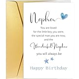 Spercy Nephew Birthday Card, Happy Birthday Card Gift for Nephew, 16th 18th 21st 30th Birthday Card from Aunt Uncle, Wonderful Nephew Card