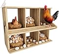 Chicken Nesting Box, 6 Compartment Wooden Nesting Boxes for Chickens with Perches, Floor/Stand/Wall Mount Large Chicken Nesting Boxes for Small & Medium Poultry