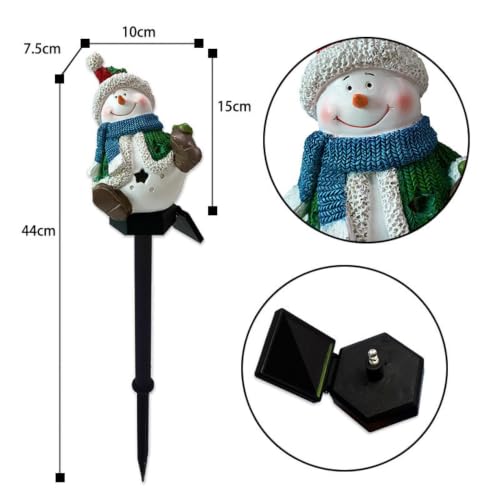 Resin Christmas Snowman Solar Lights Solar Pathway Light With Ground Stake | Solars Garden Lights Christmas Decorations Winter Decorative Outdoor Light Waterproof for Yard Porch Lawn Landscape Lighting - image 3