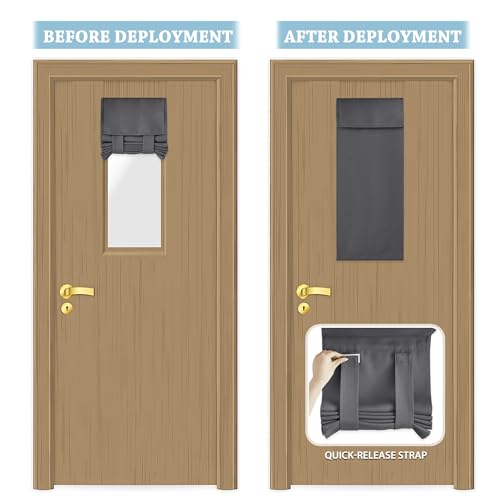RYB HOME Classroom Door Window Cover, Blackout Shades for Classroom Windows and Doors Cover Lockdown Shades, Room Darkening Design Blocks Views, W 12 x L 30, 1 Panel, Grey