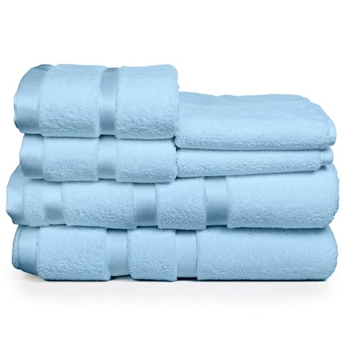 La Mejor Selección de Toallas azules los 10 mejores. 45 Polyblanc - Juego de 6 Toallas de Microfibra de Secado Rápido para Baño, Gimnasio y Manos | Toallas de Baño Grandes, Toallas para Gimnasio y Toallas para Manos en un Juego de...