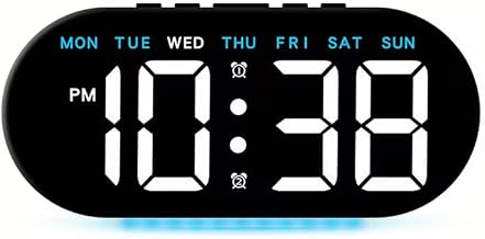 7.8'' Digital Alarm Clock, LED Digital Clock with Ambient Light, with Day/Date/Temperature/ 12/ 24H/ Dual Alarm/Snooze, Bedside Desk Table Clock, for Office Bedroom Kids Elderly