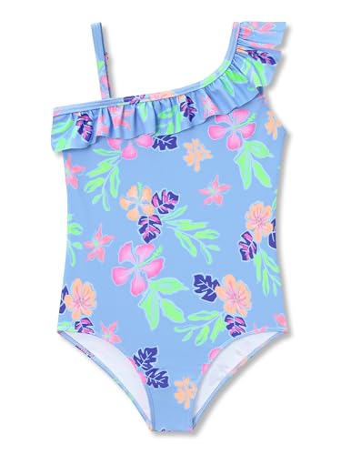 Image of Girls One Piece Swimsuits Adjustable Double Strap for Kids Palm Tree Print Toddler Bathing Suit Size 2T-10