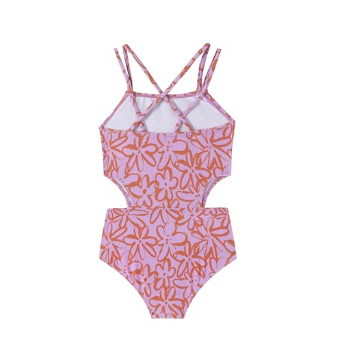 Image of LIZENS Girls' One Piece Leopard Swimwear Cut Out Spaghetti Straps Swimsuit Floral Beach Bathing Suit for Girls Toddler Kids
