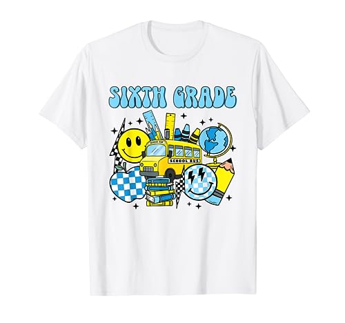 Camisa de 6º grado para niños Groovy 1er día escolar retro para niños sexto Camiseta