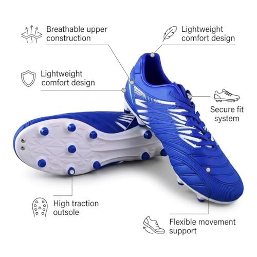 Image of Vizari Valencia Firm Ground Soccer Cleats for Men & Women - Adult Football Shoes with Wide Fit, TPU Studs, Comfortable Design, Size 6.5 to 13 (Unisex)